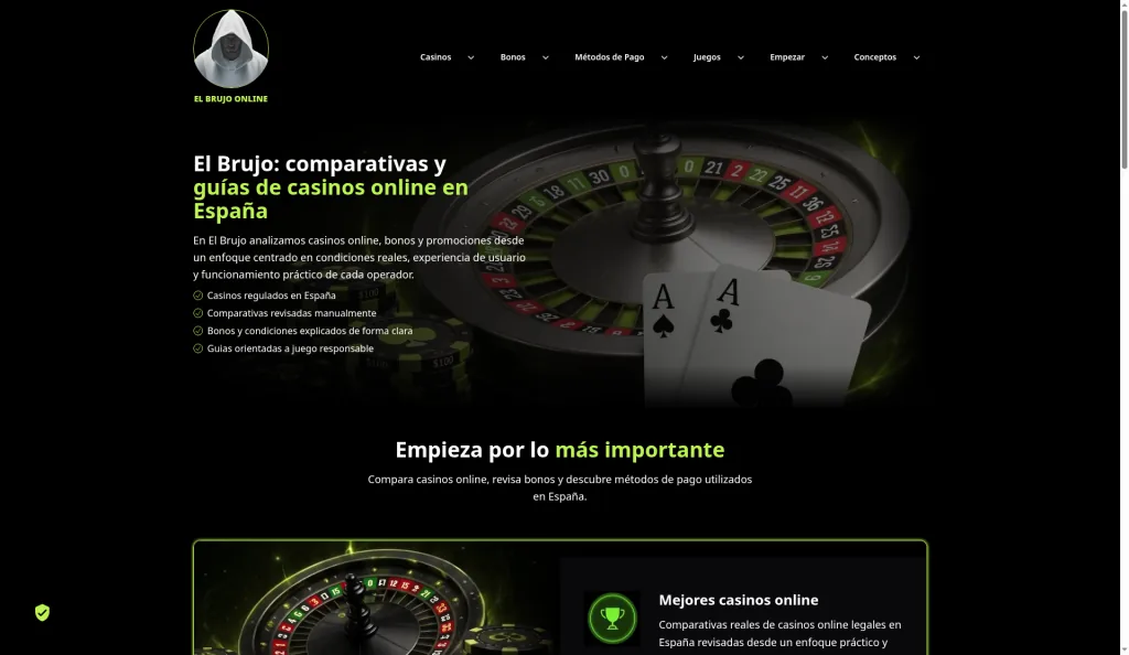 El Brujo Online homepage