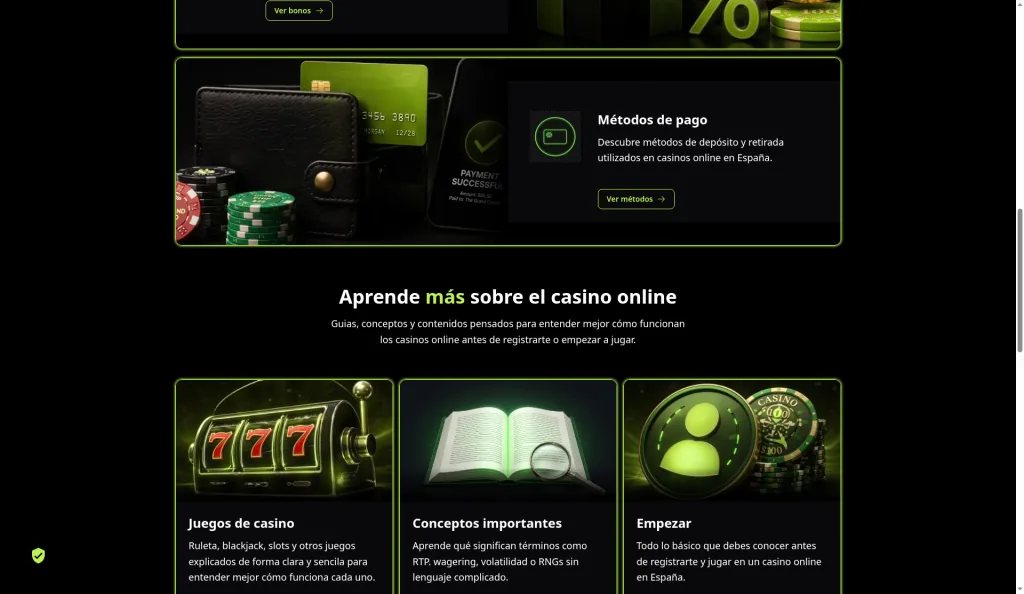 El Brujo Online content cards built as reusable Next.js components