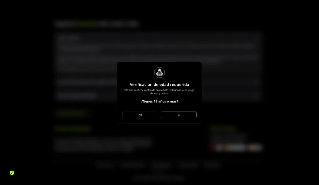 Age verification modal on El Brujo Online